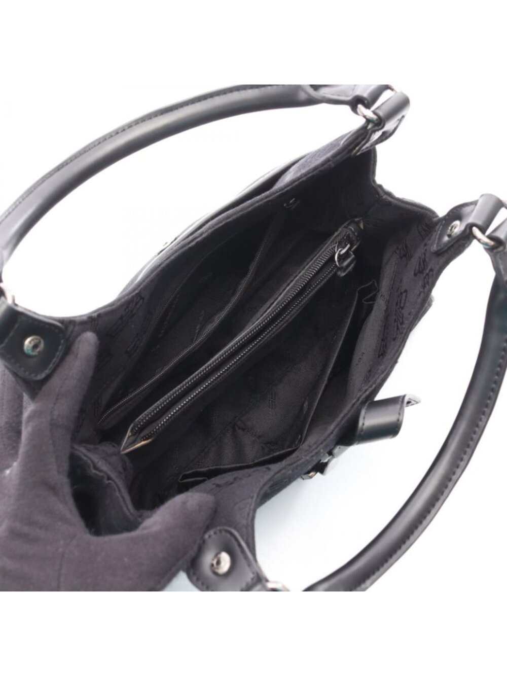 Balenciaga Handbag BB Monogram Black Canvas Leather - Picture 3 of 6